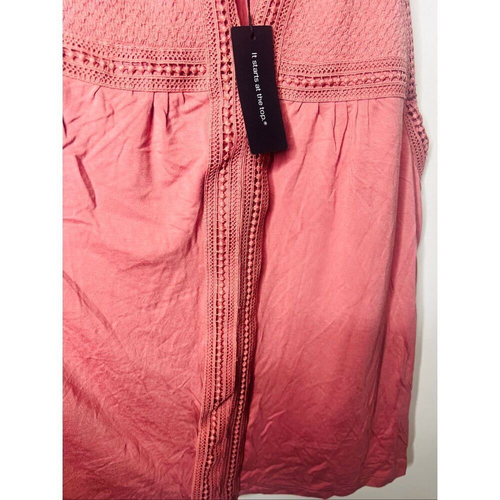 Cable & Gauge Muted Pink Mauve Tank Top High Neck Embroidered Yoke NWT Sz M - Picture 6 of 9